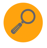 Resources icon shaped like a magnifying glass